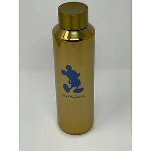 Walt Disney World 50th Anniversary Mickey Gold Metal Water Bottle Starbucks NEW